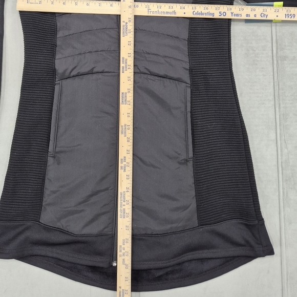 Tek Gear Long Jacket women's medium black Mixed-Media fitted hooded furry lining - Picture 6 of 16